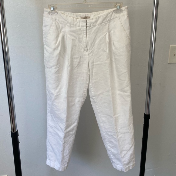 ANN TAYLOR LOFT WHITE LINEN TROUSER MARISA PANTS, LIKE NEW - Picture 5 of 5